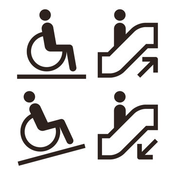 Escalator and facilities for disabled symbols