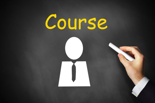 hand writing course on chalkboard