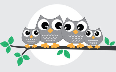 a sweet little owl family