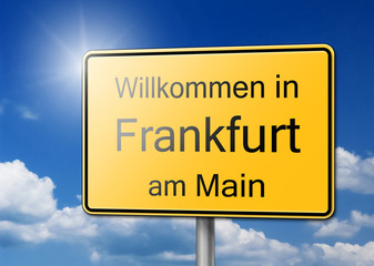 Willkommen in Frankfurt Schild Hintergrund