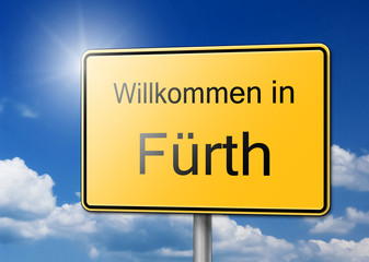 Willkommen in Fürth Schild Hintergrund