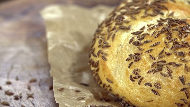 Rotating Caraway Rolls (seamless loopable 4K UHD footage)