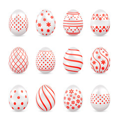 Decorative Easter eggs with red patterns