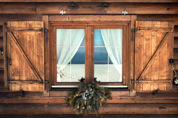 Tipical Rustic Window chalet mountain