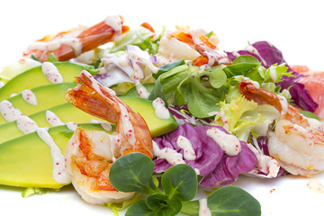 Grilled Shrimp salad with avocado