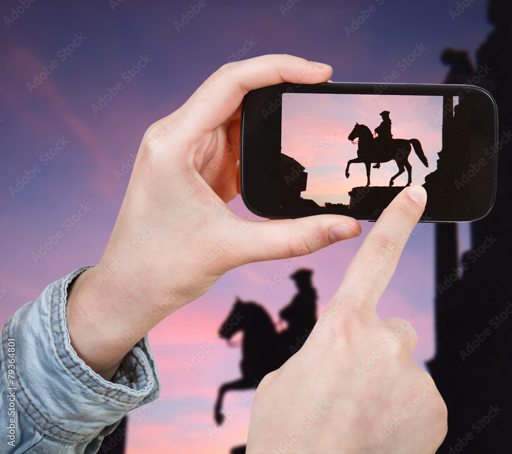 Sticker tourist taking photo of Maria Theresia Monument