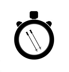 Bâtons de ski dans un chronomètre