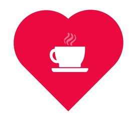 Tasse à café dans un cœur