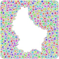 Map of Luxembourg in a mosaic of  harlequin circles