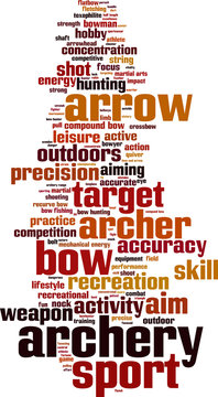 Archery word cloud concept. Vector illustration