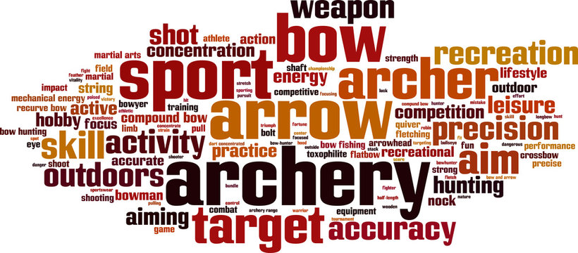 Archery word cloud concept. Vector illustration