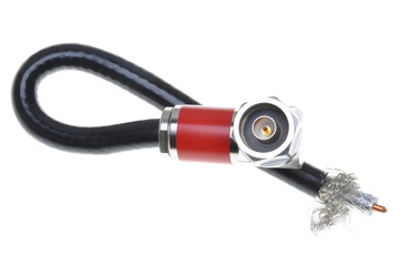 Coaxial cable with connector isolated on white background