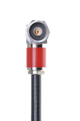 Coaxial cable with connector isolated on white background