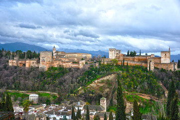 Fototapeta na wymiar La Alhambra desde el mirador de San Nicolás, Granada