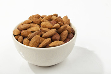 almonds in a white bowl