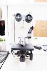 Microscope in lab