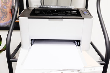 Printer and paper closeup