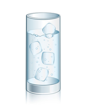 Ice cubes in a glass of water