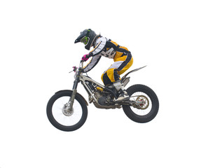 Fototapeta na wymiar Freestyle stunt rider isolated on white.