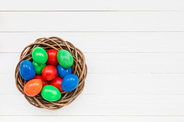 Colorful Easter eggs in nest