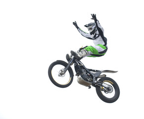 Obraz na płótnie Canvas Freestyle stunt rider isolated on white.