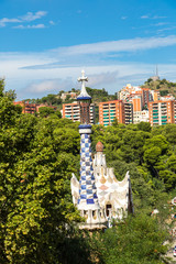 Naklejka na ściany i meble Park Guell in Barcelona, Spain