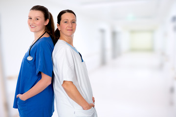 young female doctor and nurse