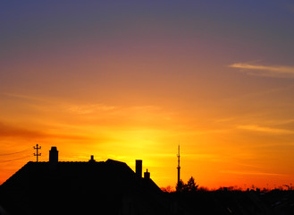 Fototapeta na wymiar Sonnenuntergang über Stadt