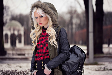 Portrait of beautiful blonde girl