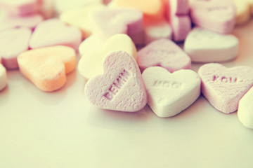 Fototapeta na wymiar Heart shaped sugar candies
