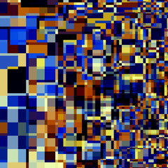 Abstract Artsy Overlapping Squares. Blue Orange Background.