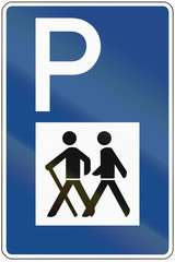 German traffic sign at a parking site for hikers