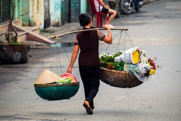 Life of vietnamese florist vendor in Ha Noi, VIETNAM