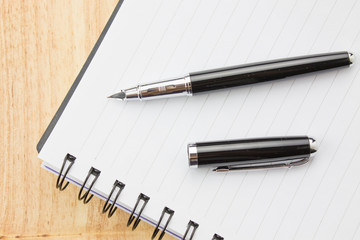 Fountain pen in a notebook