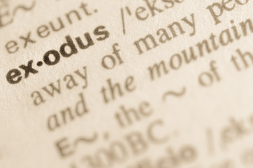 Dictionary definition of word exodus - obrazy, fototapety, plakaty