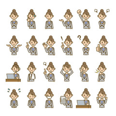 ビジネスウーマン　OL　アイコン　喜怒哀楽