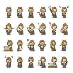 ビジネスウーマン　OL　アイコン　喜怒哀楽