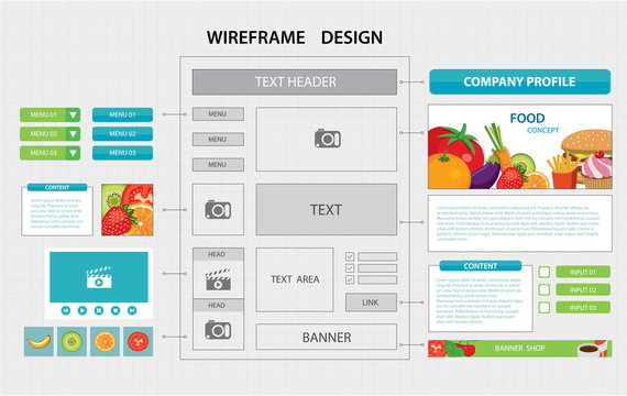 Flat Website Wireframe Template