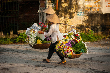 Life of vietnamese florist vendor in Ha Noi, VIETNAM