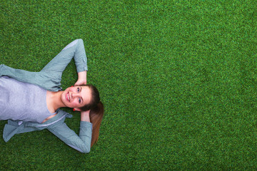 Woman listening to the music.