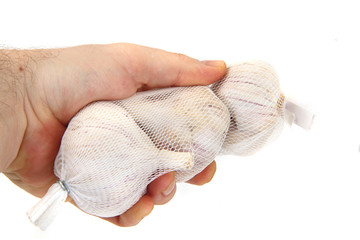 garlic in the human hand