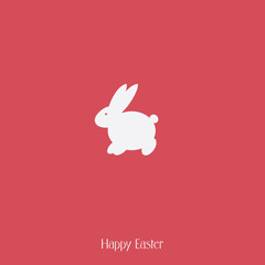 Fototapeta premium Happy Easter bunny silhouette on red background. Spring holiday