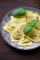 Ravioli with ricotta and spinach, studio shot