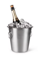 Poster Im Rahmen Champagne bottle in a bucket with ice © Gresei