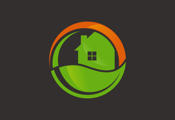 Circle home ecology logo vector