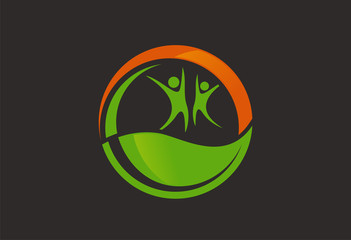 Circle people in healthy life logo vector