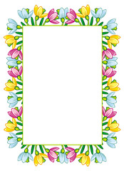 Elegant frame with flowers isolated on a white background