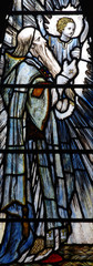 Monk holding yhe child Jesus Christ (stained glass)