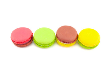Sweet and colourful french macaroons isolated on white  backgrou