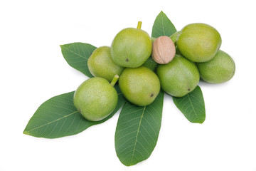 walnuts with leaves